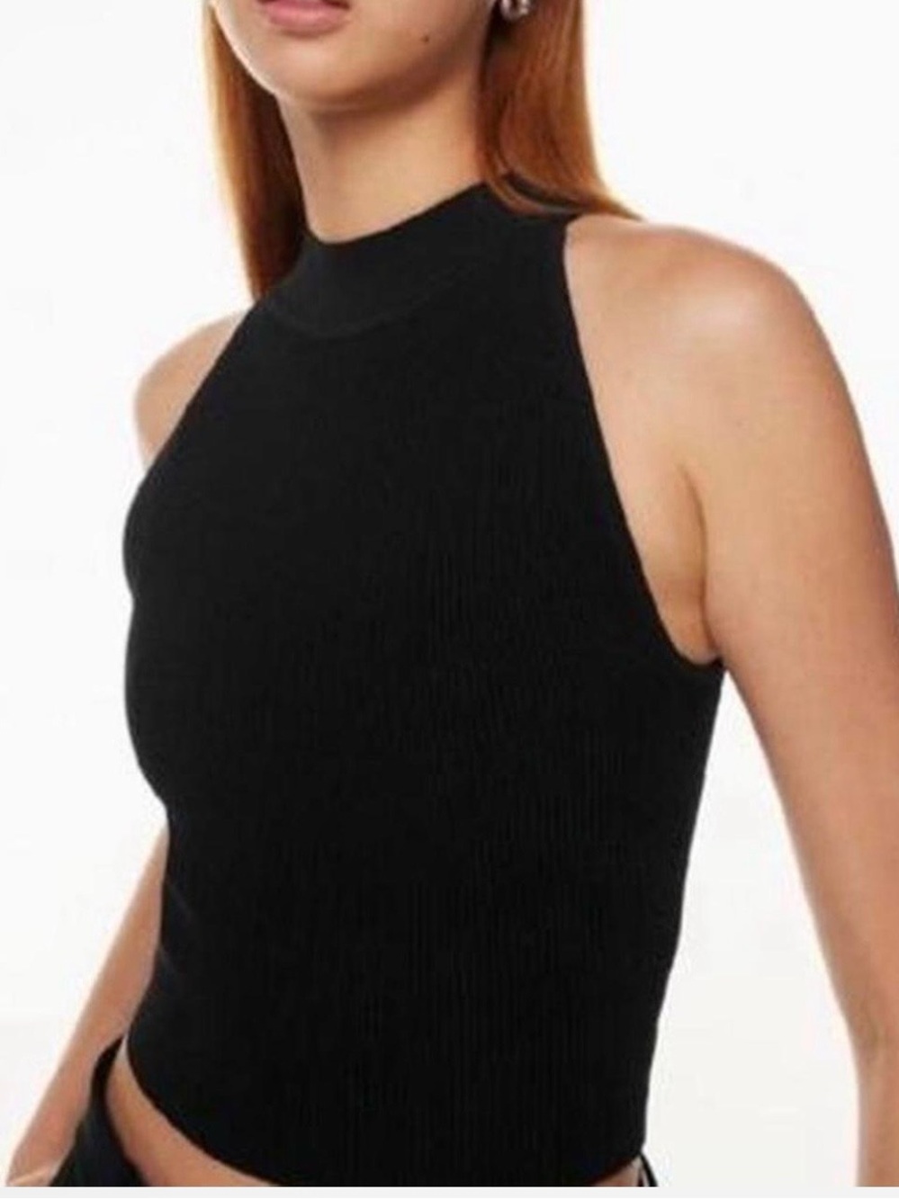 Aritzia‎ Babaton Sculpt Knit Mockneck Halter Top Black Size XS